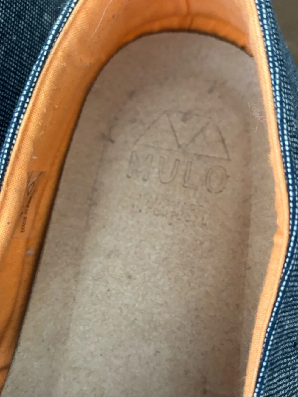 Men's Casual Slip-On Loafers in Denim Blue with Orange Lining